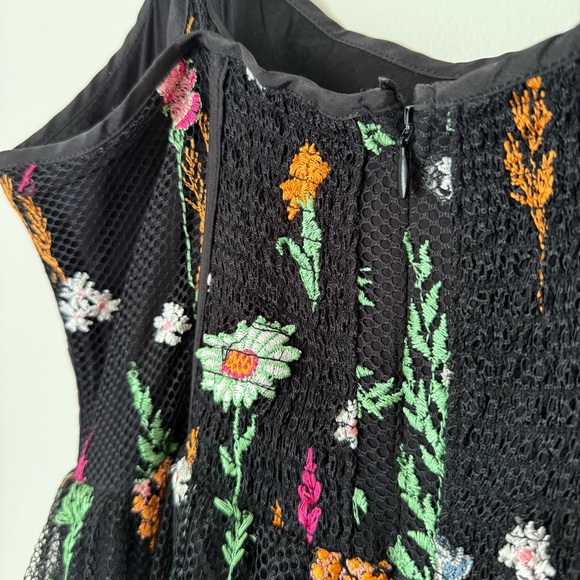 By Anthropologie Black Sheer Floral Embroidered in Florals Mesh Maxi Dress, M - Picture 15 of 15